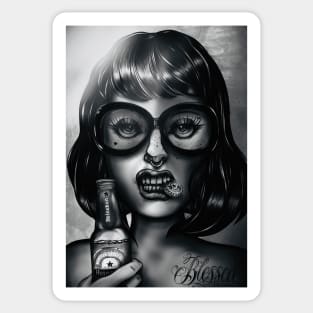 Wild tattoo girl portrait Sticker